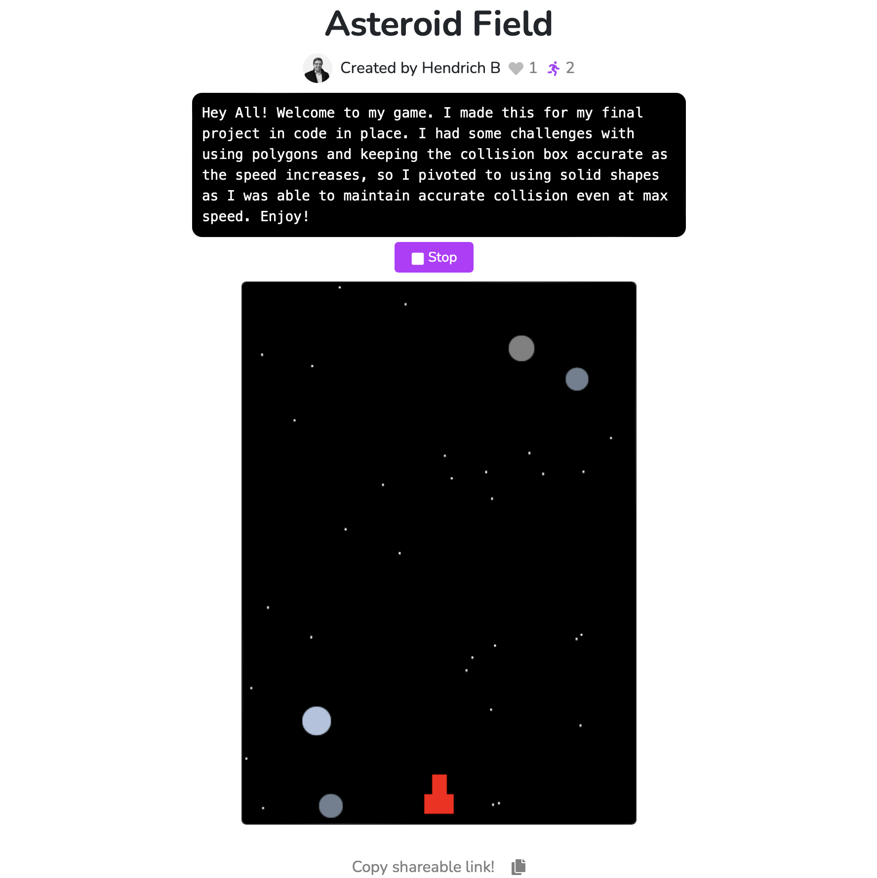 Asteroid Field Python Game